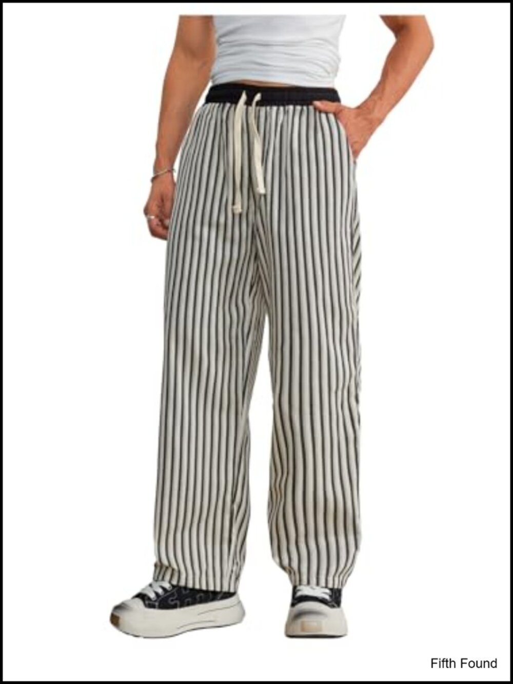 Men's Wide Leg Elastic Waist Drawstring Casual Pants with Pockets